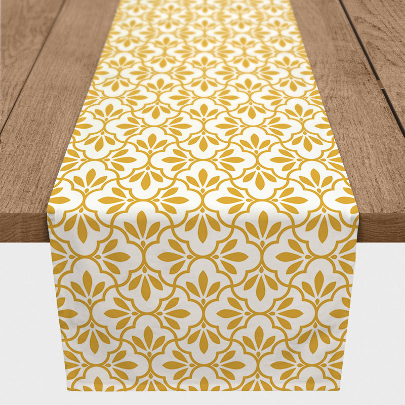 Chemin de table géométrique, 90 po x 16 po, Jaune