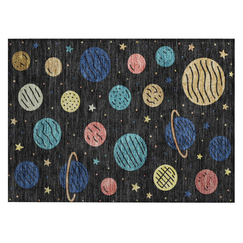 Tapis intérieur / extérieur lavable à la machine pour enfants ACN2619, Noir, 1 pi 8 po x 2 pi 6 po