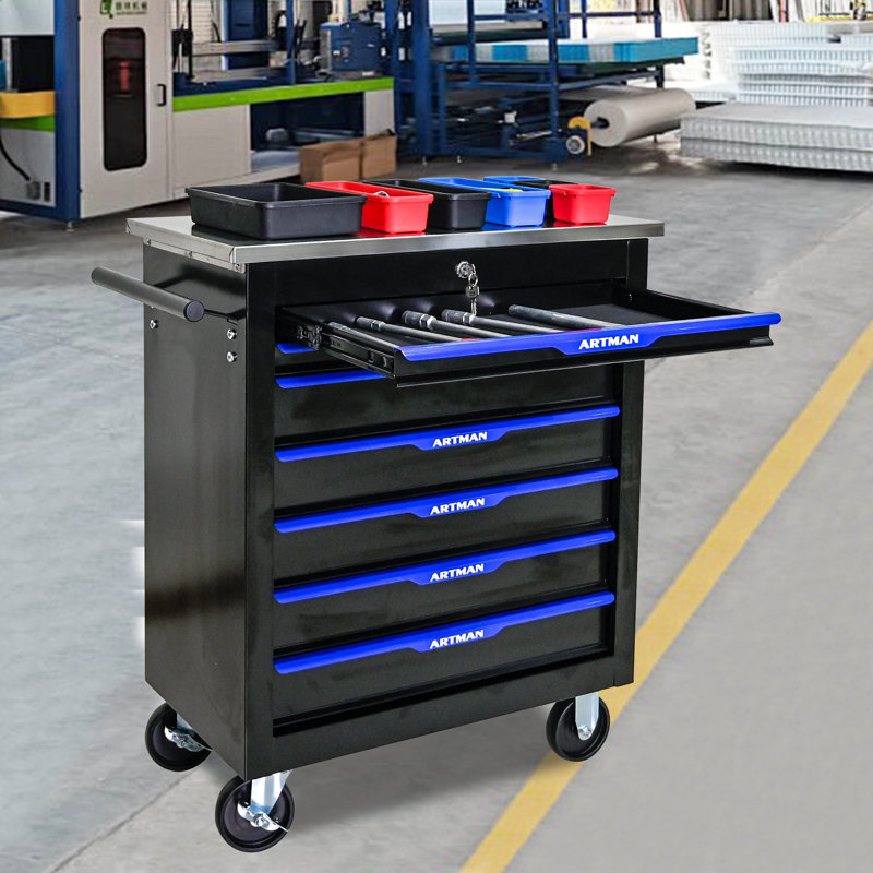 Chariot à outils multifonctionnel en acier avec roues - idéal pour les garages
