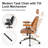 Mid-Century Modern Ergonomic Office Chair with Headrest, Faux Leather & Wood Frame-1999401748