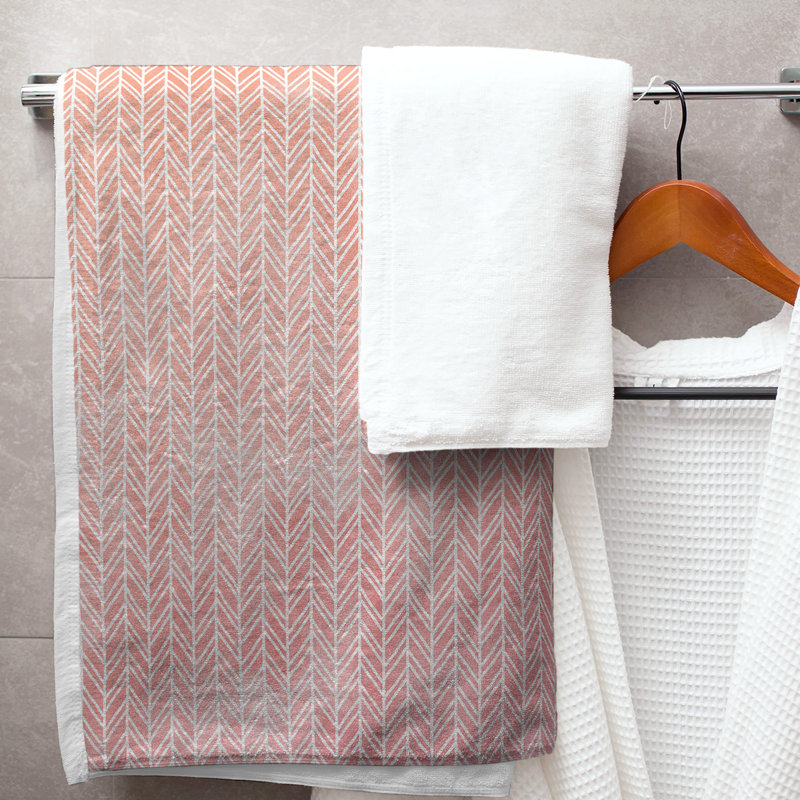 Katelyn Elizabeth Cotton Blend Bath Towel, Pink/Orange