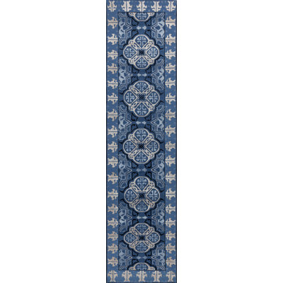 Capistrano Geometric Area Rug in Blue/Silver/Ebony
