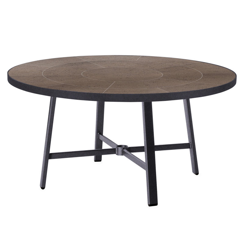 Marin Outdoor Round Dining Table, 54" W x 54" L x 29.75" H, Canyon Taupe, Graphite
