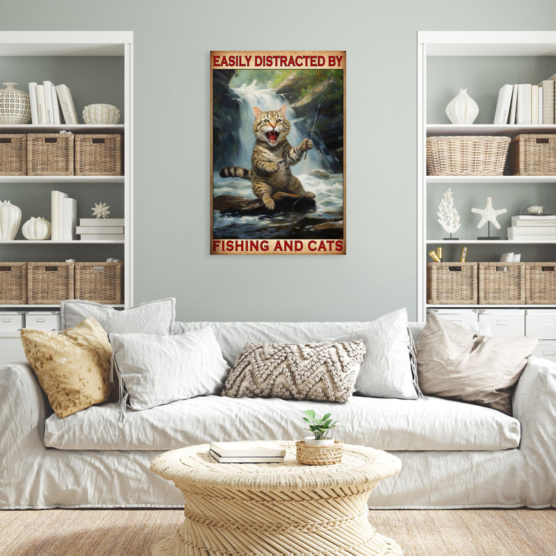 " Fishing And Cats 1 ", 14" H x 11" W x 1.25" D