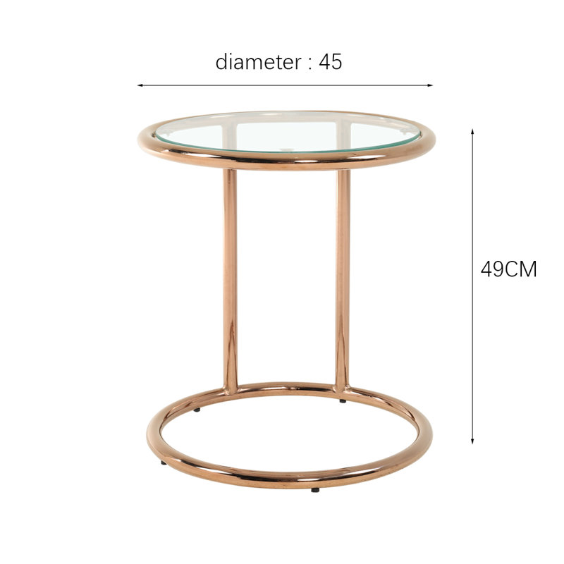 Poteat Glass Top Frame End Table, Gold