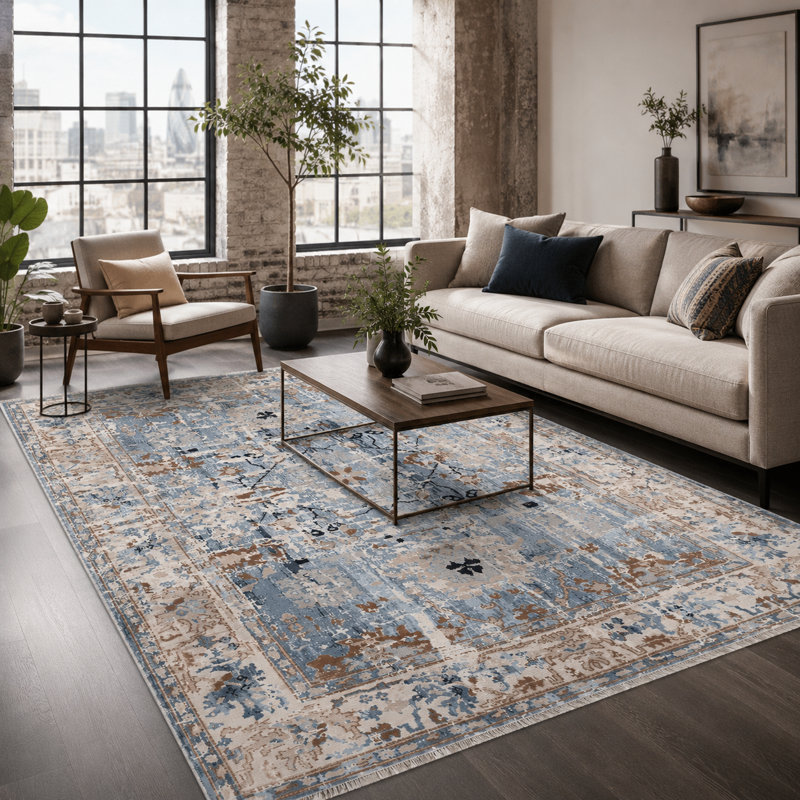Vintage Look Cotton and Chenille Flatweave Area Rug, 60 x 100 cm