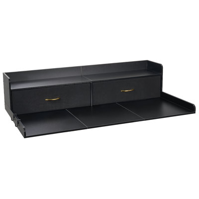 Washer Dryer Countertop with Shelf, 54 x 27.5 in Wooden Washer and Dryer Topper with 2 Drawers & 2 Hooks, Laundry Machine Topper for Laundry Closet Pantry Counter Organization and Storage, Black