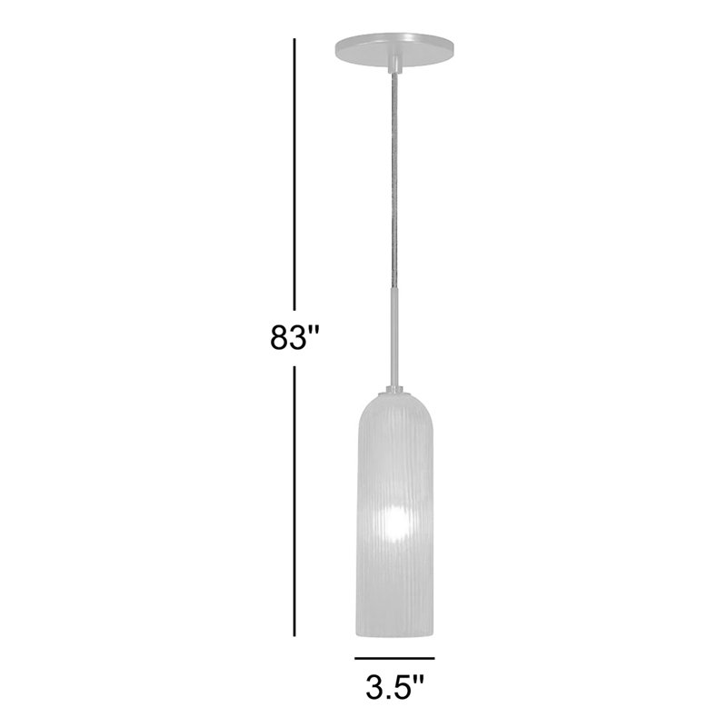 Luminaire suspendu à cylindre simple 1 lumières EVISAGE VI, Nickel brossé, Ambre