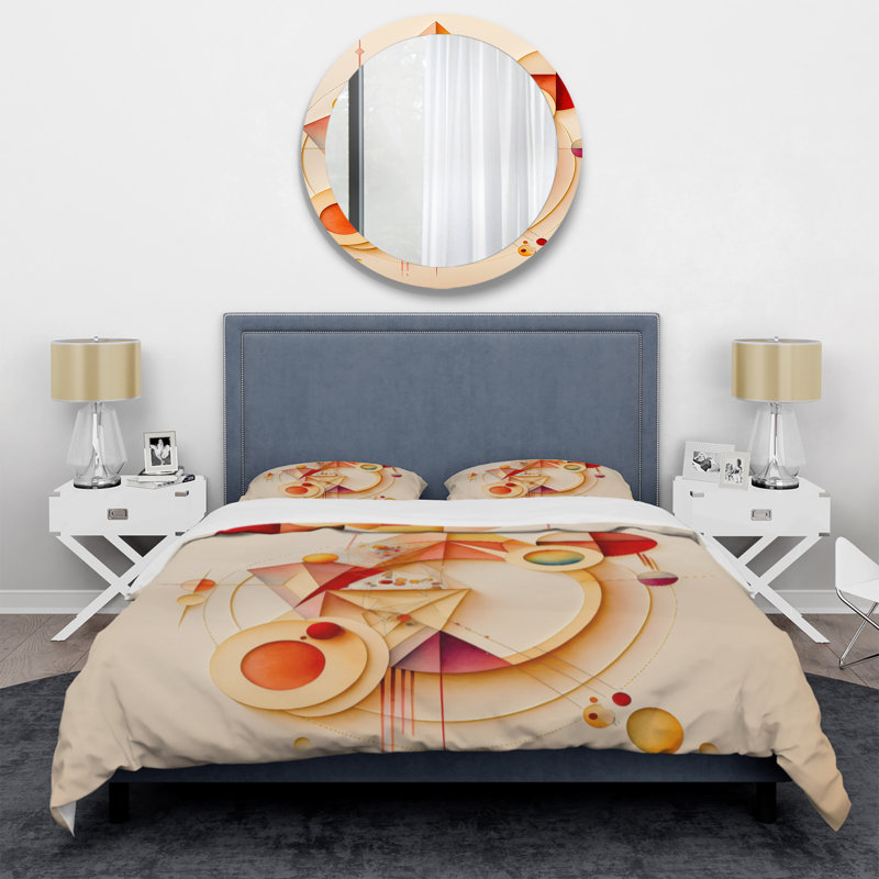 Ensemble de housse de couette orange et jaune à motif géométrique abstrait II