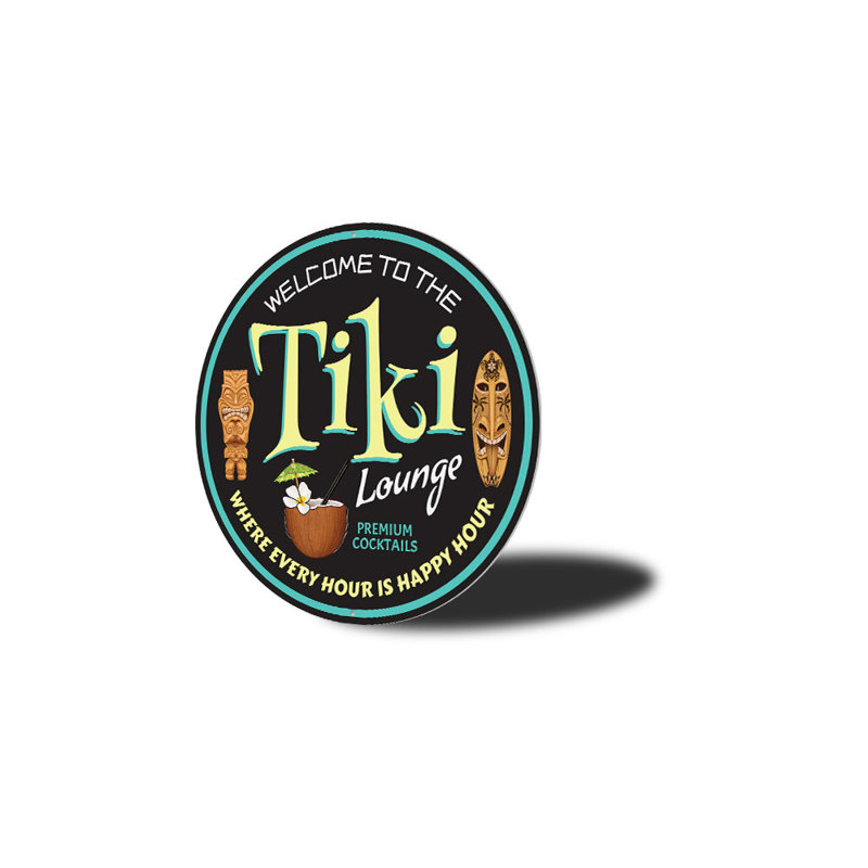 Panneau rétro en aluminium Tiki Lounge, H 12 po x l 12 po x P 0,04 po