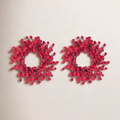 2-Piece 14D" Christmas Mini Red Berries Wreath