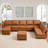 9-Piece Modern Upholstered Sectional Sofa-724452951-724452944
