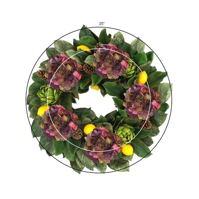Hortensia artichaut et magnolia citron, Rouge