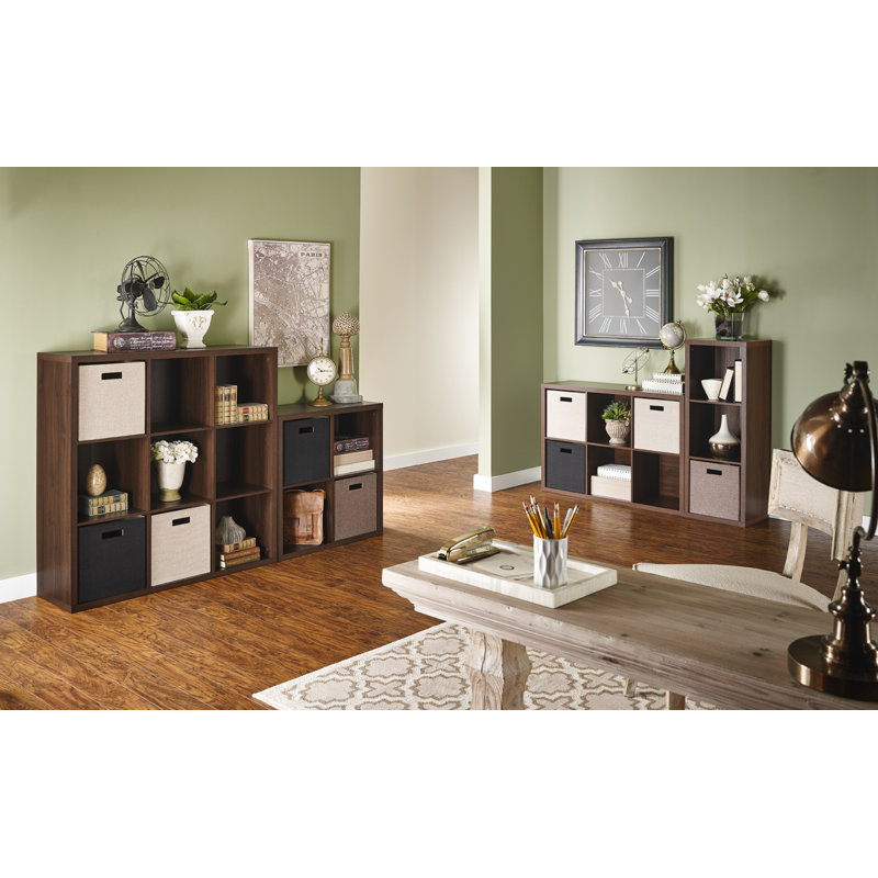 Decorative Storage 4 Cube Book Shelf, Dark Chestnut