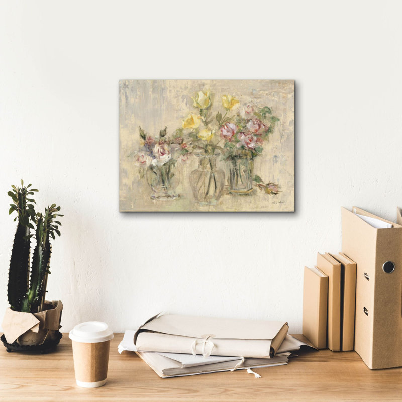 «Flowers In Etched Glass» par Cheri Blum, art mural sur toile, H 12 po x l 16 po x P 0,75 po