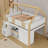 Wooden Low Loft Bed With LED Lights, Storage Shelf And Cabinets-590955769