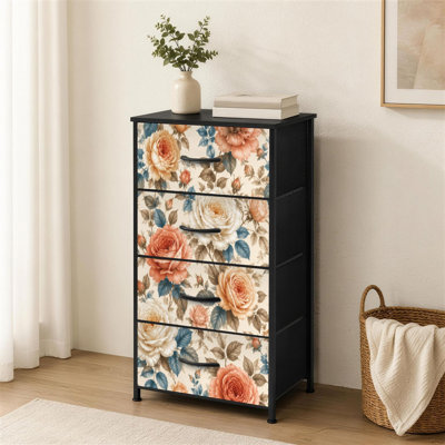 Petite commode à 4 tiroirs pour la chambre à coucher Jardin de roses sans couture