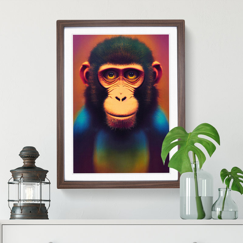 XV1022-5331X Wonderful Monkey - Single Picture Frame Print, 64cm H x 46cm W, Brown