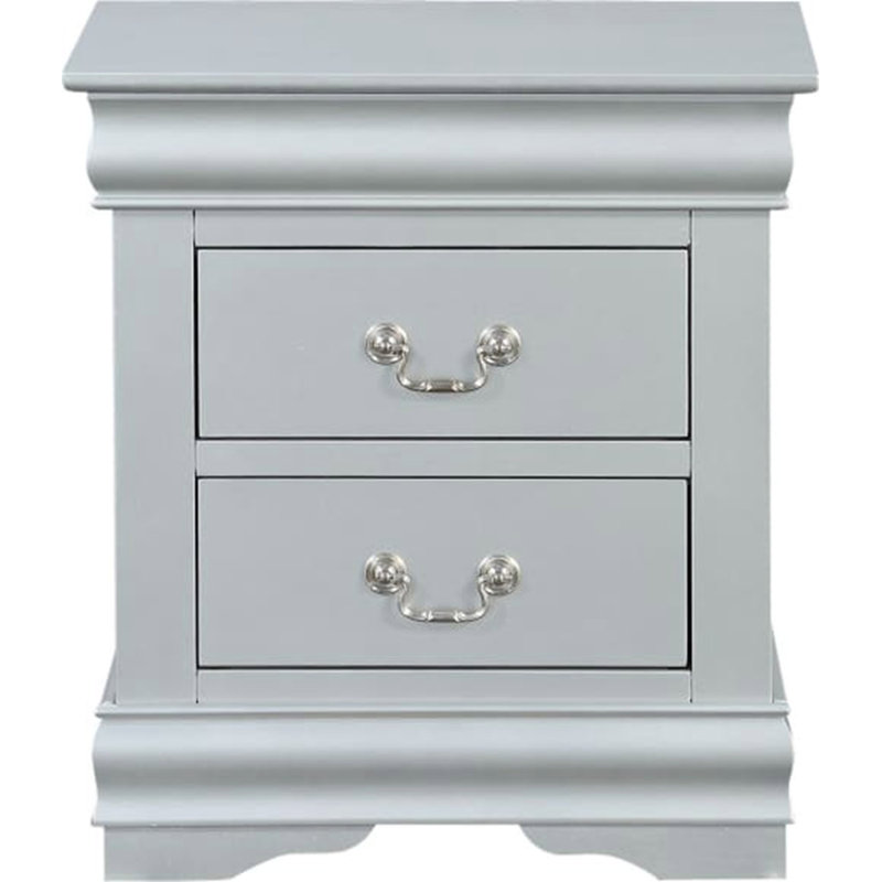 Wan 2 Drawer Nightstand,Night Stand,End Table,Side Table , Silver