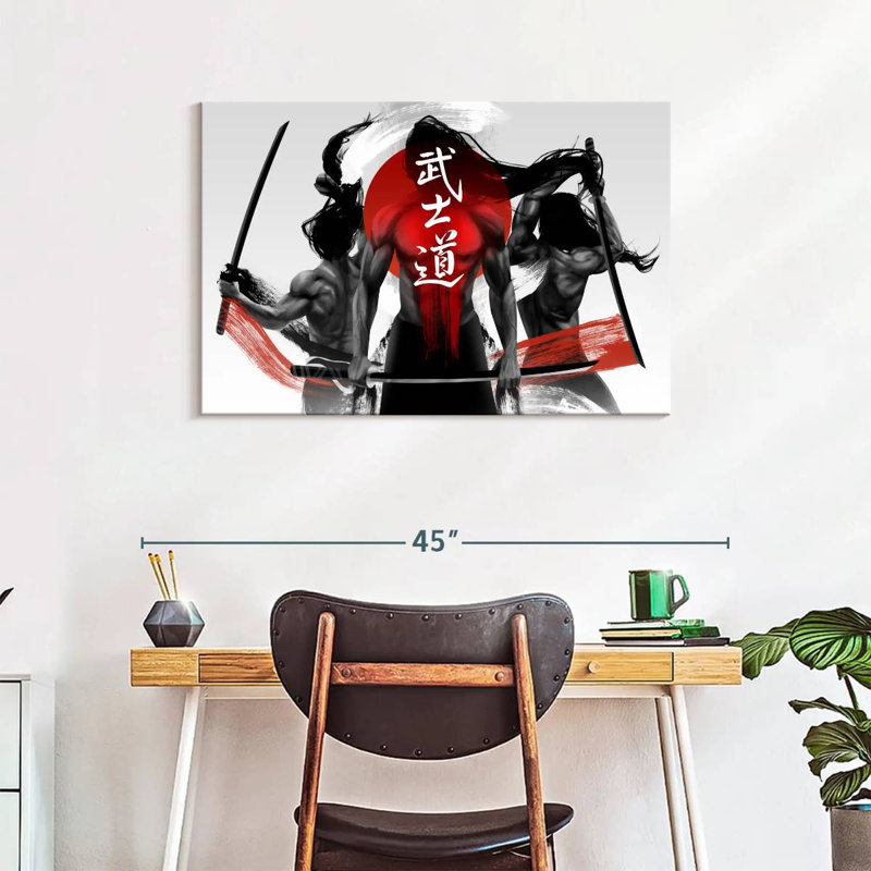 Leisha Three Samurais, 24" H x 36" W