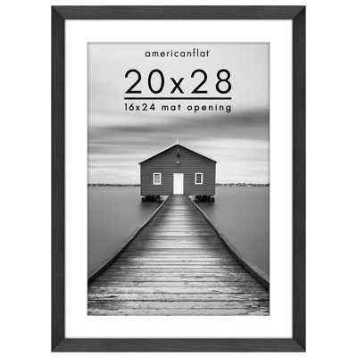 Picture Frame - Americanflat Frame with Mat - Wide Molding - Shatter-Resistant Glass