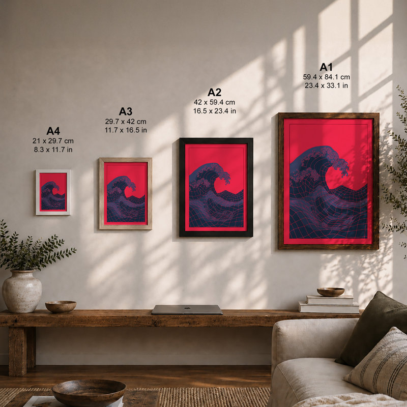 Digital Wave Modern - Framed Print, A1 - 84.1 x 59.4 cm, Black