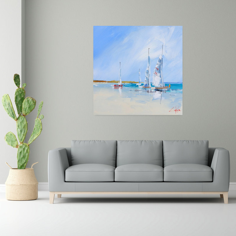 Aspendale, art abstrait de l'océan côtier, H 48 po x l 48 po