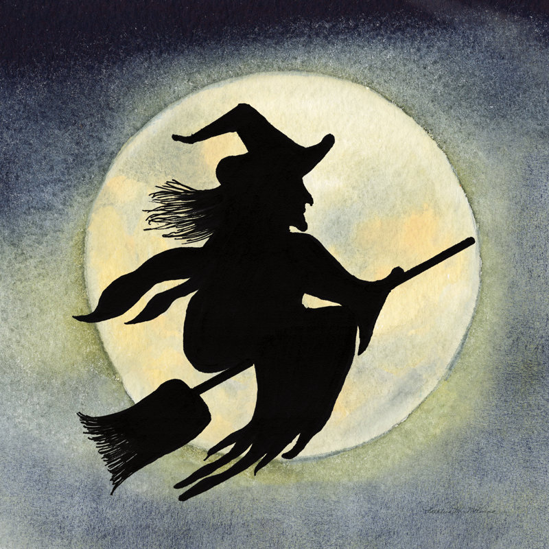Haunting Halloween Night Witch by Kathleen Parr McKenna - Wrapped Canvas Painting, 122cm H x 122cm W