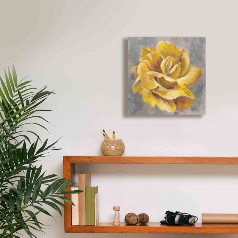 «Yellow Roses I» par Silvia Vassileva, art mural sur toile, H 12 po x l 12 po x P 0,75 po