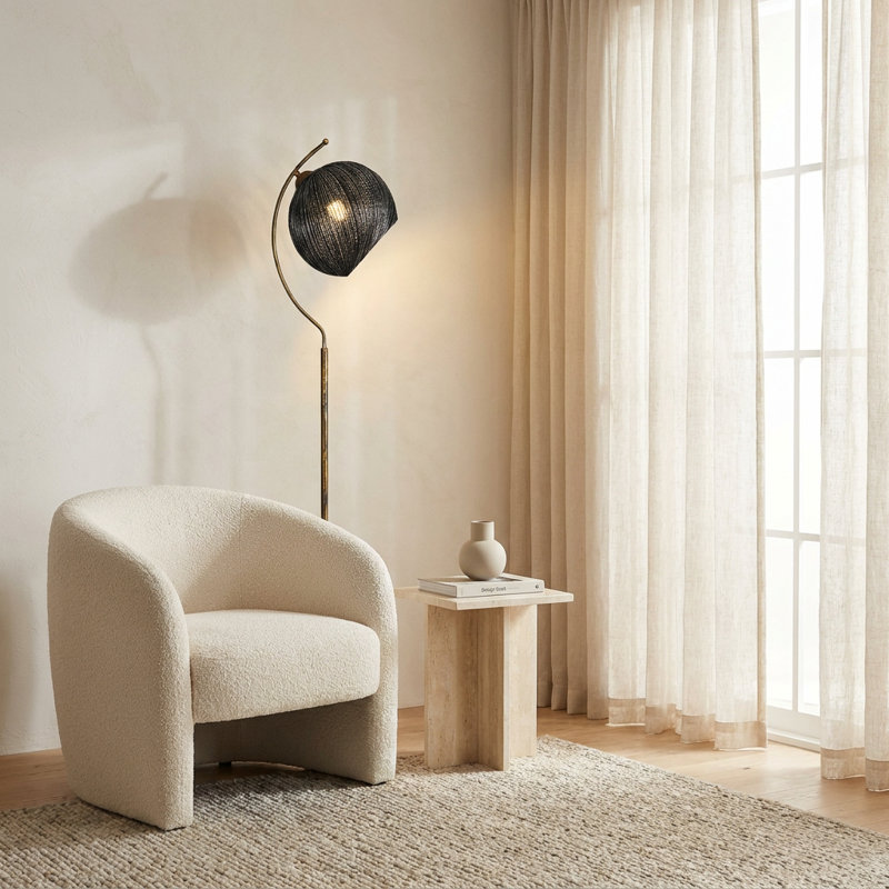 Lumina Black Woven Boho Floor Lamp