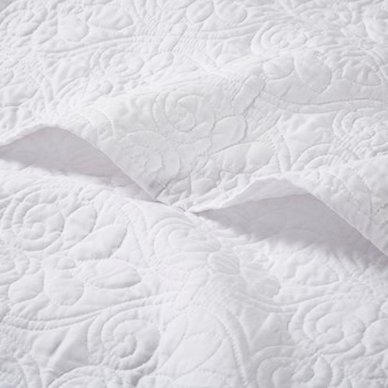 Courtepointe réversible blanche pour literie matelassée en coton prélavé FullS Seasonal Shift Bed 3 pièces avec 2 taies décoratives incluses
