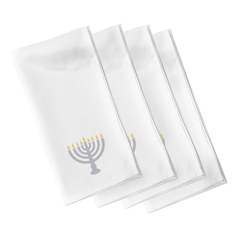 Lallah Polyester Traditional Napkins, White/Brown