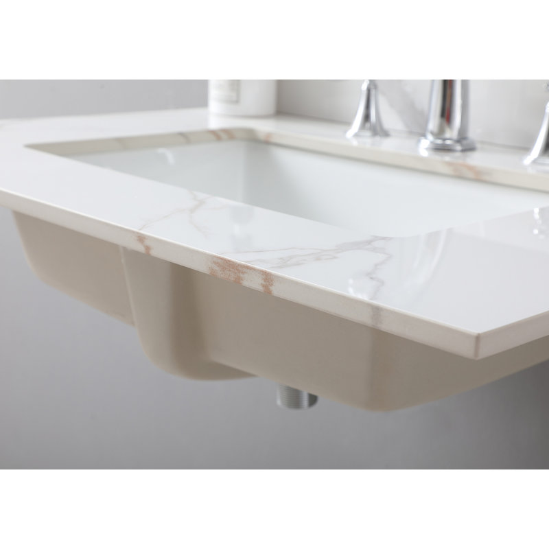31Inch Bathroom Vanity Top, Sintered Stone, Ceramic Sink & Backsplash, Beautiful Design Elegant 31" Top In , With Sink, Fashion