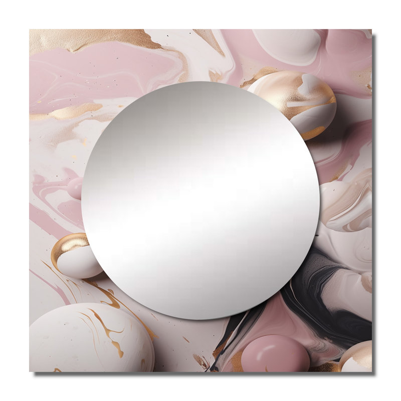 Larika - Miroir carré abstrait en marbre pour décoration murale, 23 po x 23 po