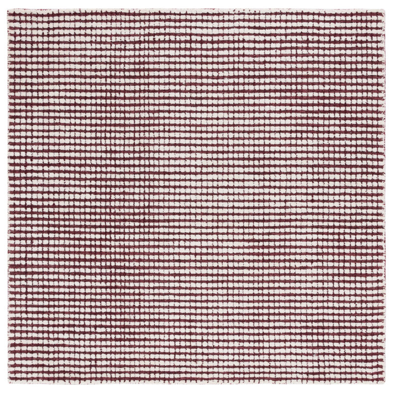 Abstract Hand Tufted Wool Checkered Rug, Square 6'
