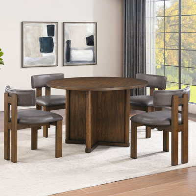Cambridge Wood Dining Table Set With Upholstered Chairs