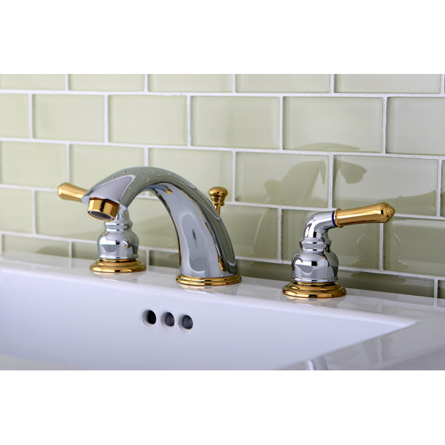 Kingston Brass Magellan Two-Handle 3-Hole Deck Mount Widespread Bathroom Faucet with Retail Pop-Up Drain