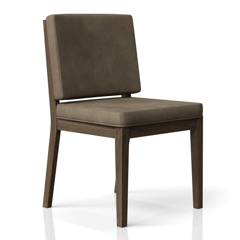 De 2 chaises à dossier souple en cuir latte - Design moderne plus doux, brun, bois massif +, 32,88 po Hauteur, 16,78 lb