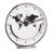 Nickel Plated Table Clock with a Quartz Time Only Movement   Dial features a world map and different time zones.