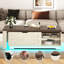57"-89" Large Farmhouse L-Shaped Extendable Coffee Table with Lift Top, Power Outlet, 90°/180° Rotation & 6000-Colour LED Lighting, Hidden Storage Compartment for Living Room-1352077894