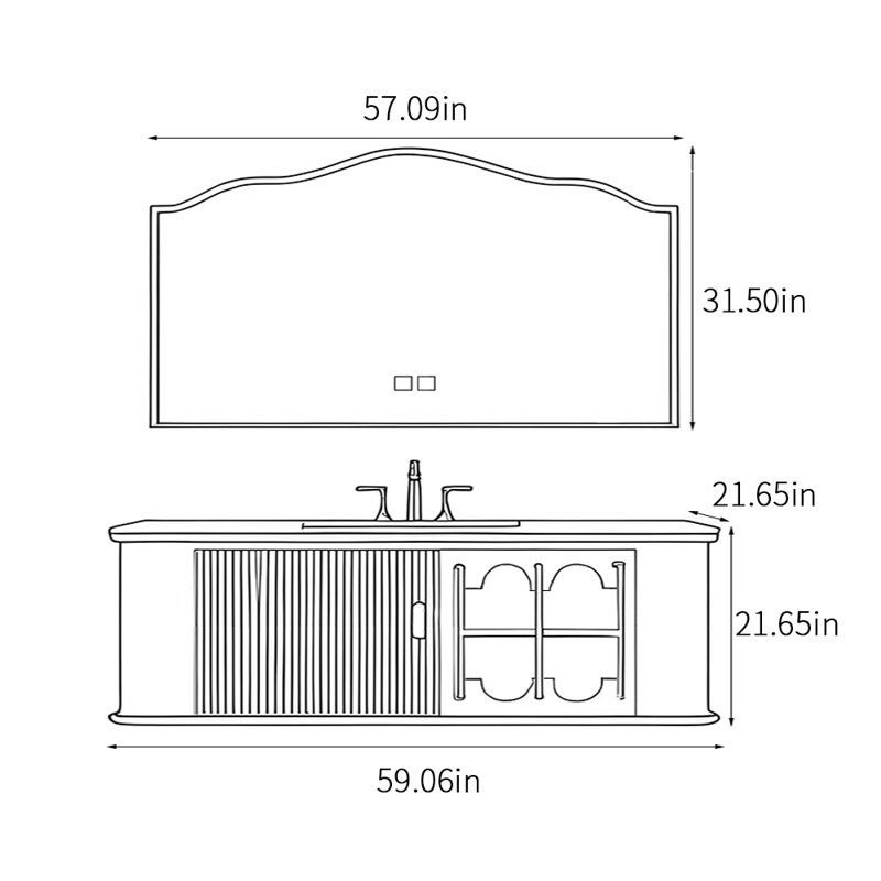 American-style simple bathroom cabinet, 59.06"