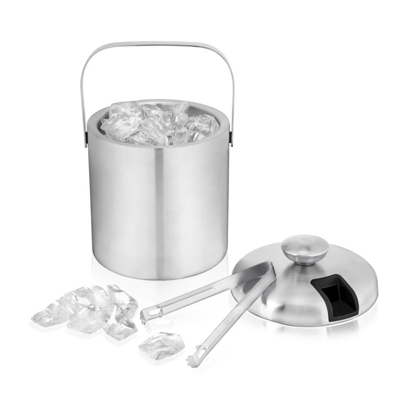 Double-Walled Stainless Steel Ice Bucket with Tongs