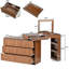 Meuble-lavabo rotatif avec miroir et lumières DEL réglables Maurece, coiffeuse de maquillage avec plateau rabattable et 7 tiroirs-723155848