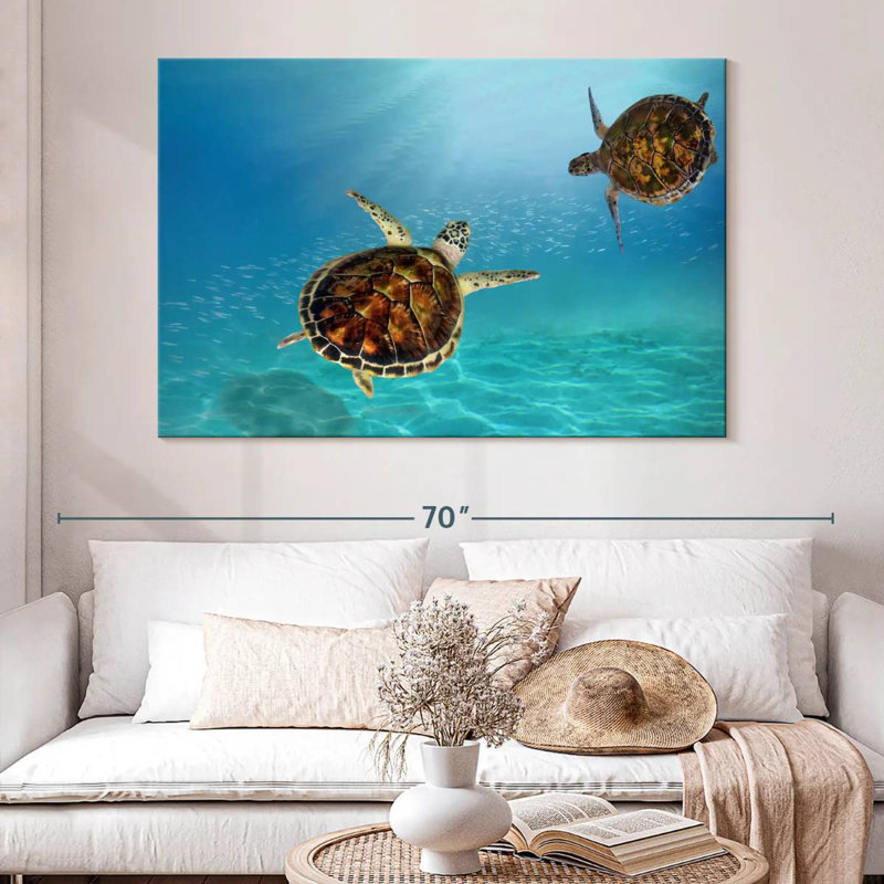 Tortues imbriquées sous l'eau, H 34 po x l 51 po
