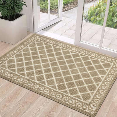 Indoor Door Mat Non Slip Front Door Welcome Mats Washable Shoe Mats Dirt Trapper for Entryway Low Profile Kitchen Carpet for Entrance Hallways Entrance Mat for Dogs