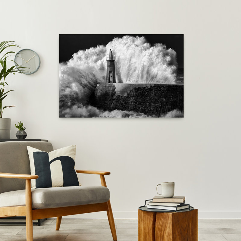 Art contemporain, paysage côtier abstrait, H 24 po x l 36 po