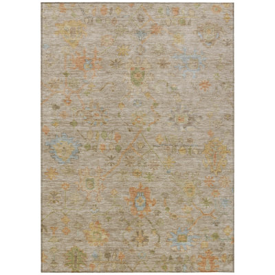 Machine Washable Indoor/Outdoor Xhevrie Beige Rug