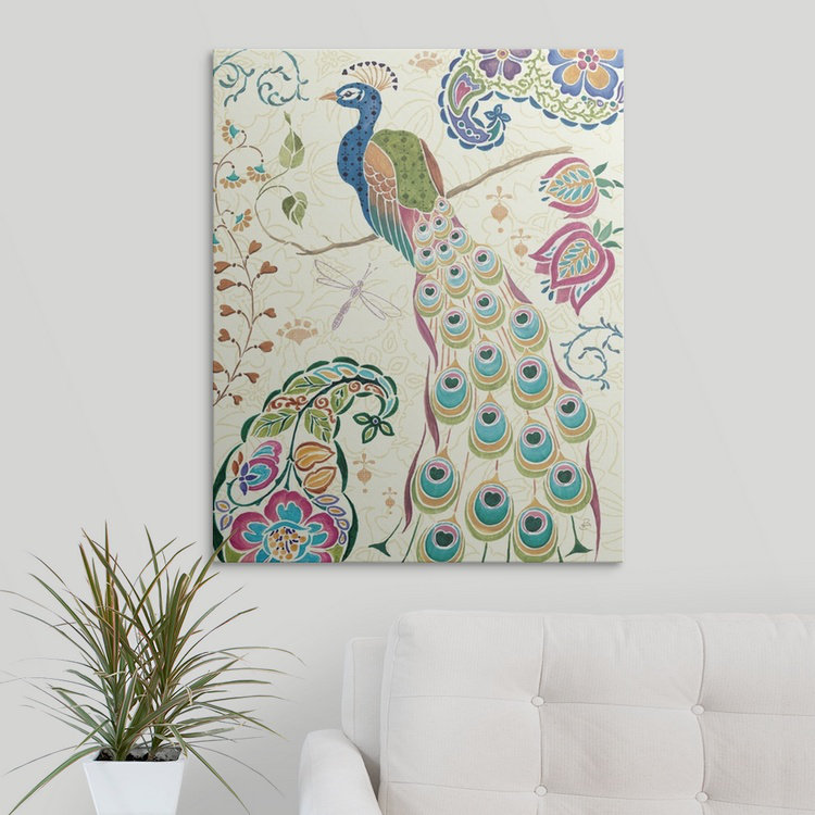 « iii », reproduction d’impression sur brissonnet, Peacock Fantasy, H 20 po x l 16 po x P 1,5 po, Toile