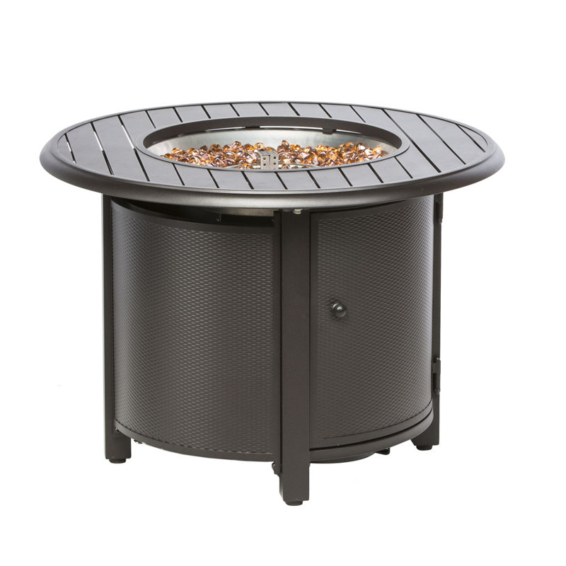 Black 36" Round Aluminum Gas Fire Pit Table
