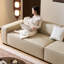 Canapé modulaire en cuir véritable blanc crème-21606220-21606258-21606257